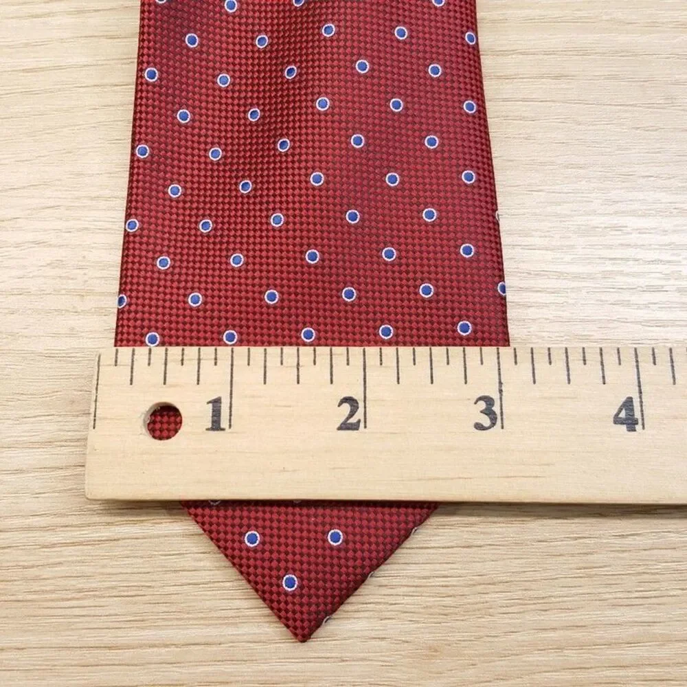 CLUB ROOM Mens Neck Tie Red Micro Check Blue Polka Dot Modern Classic